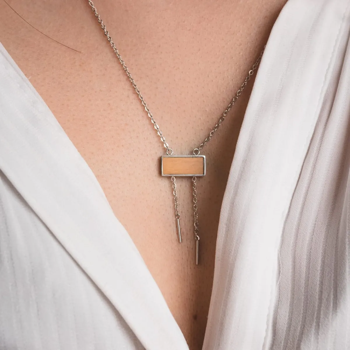 Holzkern Halsketten|Schmuck^Abstract Halskette