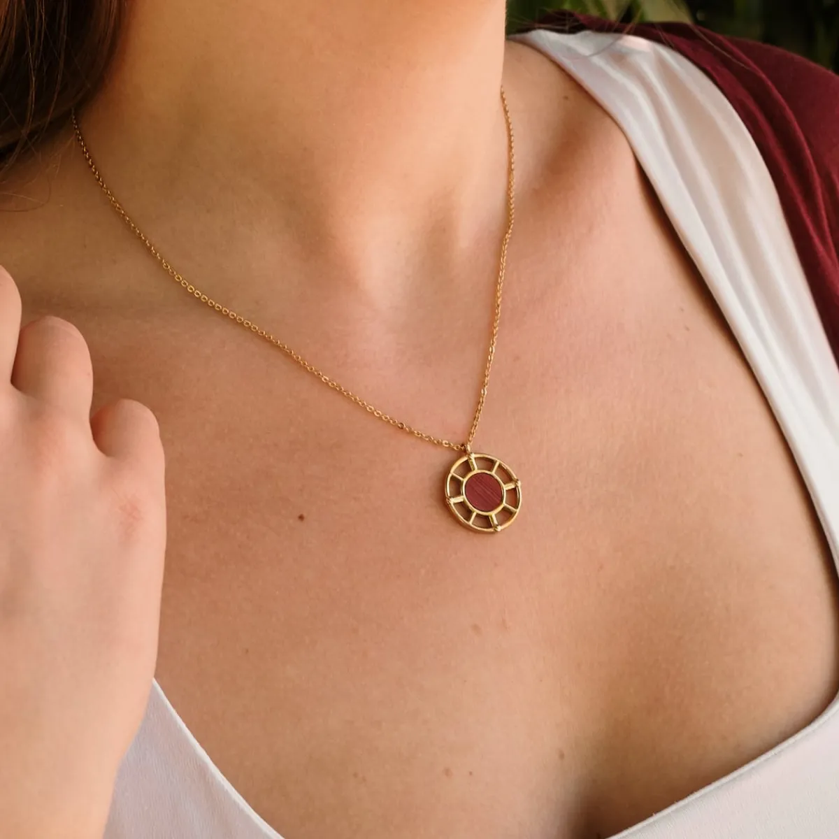 Holzkern Halsketten|Schmuck^Amulett Halskette