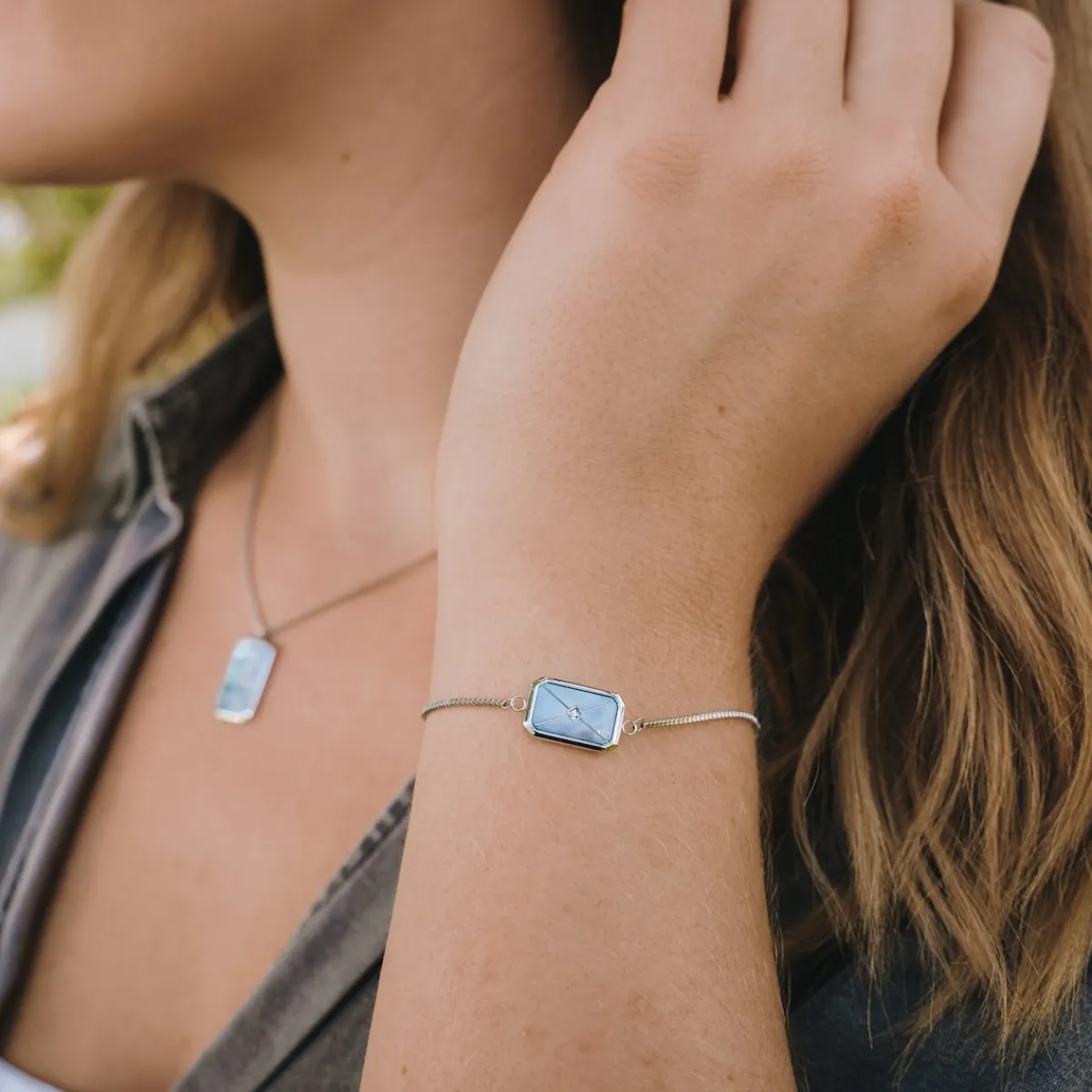 Holzkern Armbänder|Schmuck^Aquarell Armband