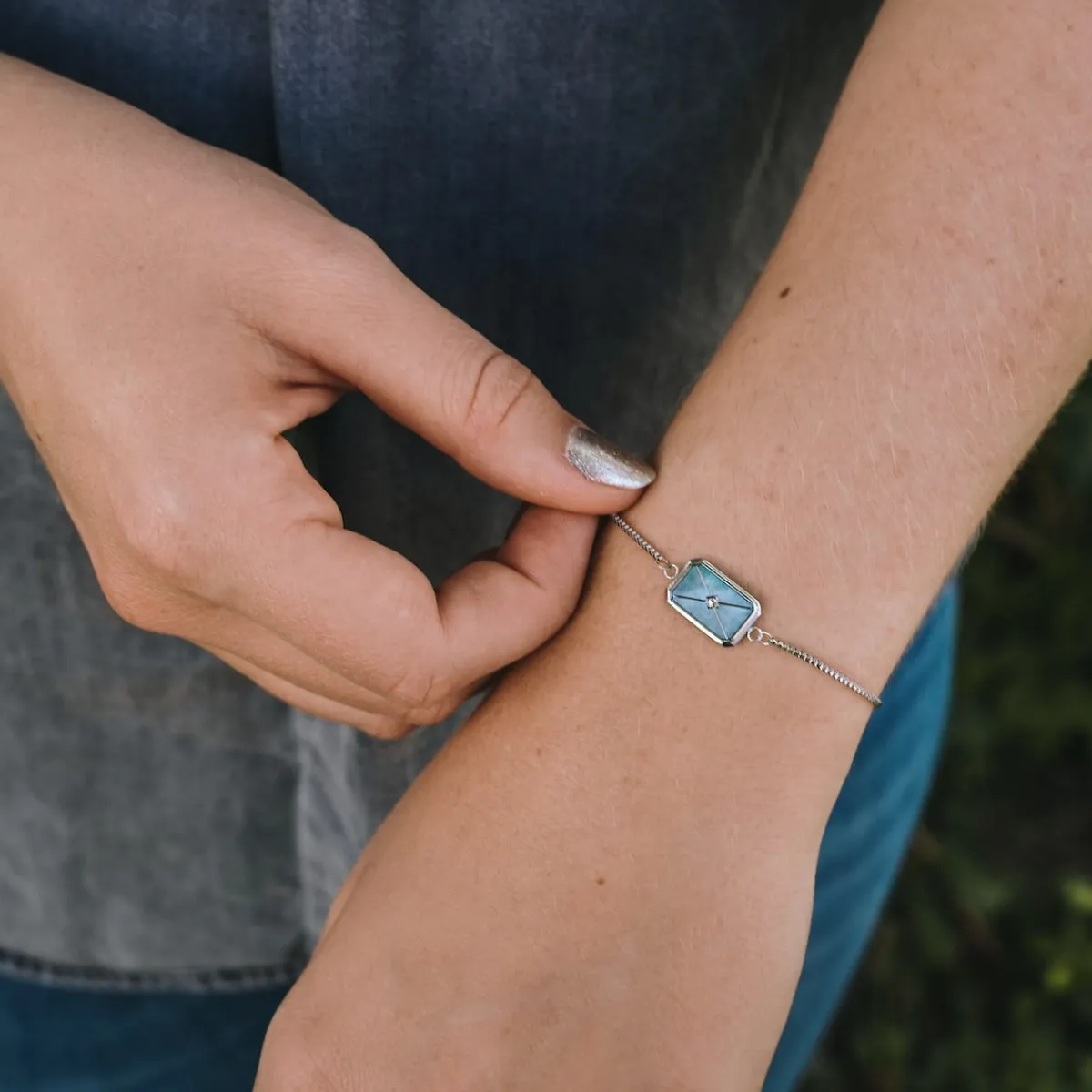 Holzkern Armbänder|Schmuck^Aquarell Armband