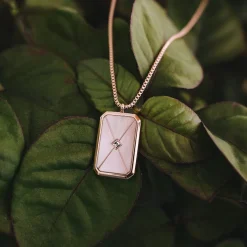 Holzkern Halsketten|Schmuck^Aquarell Halskette