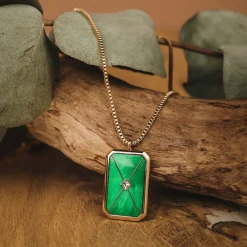 Holzkern Halsketten|Schmuck^Aquarell Halskette