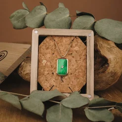 Holzkern Halsketten|Schmuck^Aquarell Halskette