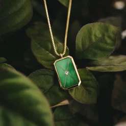 Holzkern Halsketten|Schmuck^Aquarell Halskette