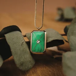 Holzkern Halsketten|Schmuck^Aquarell Halskette