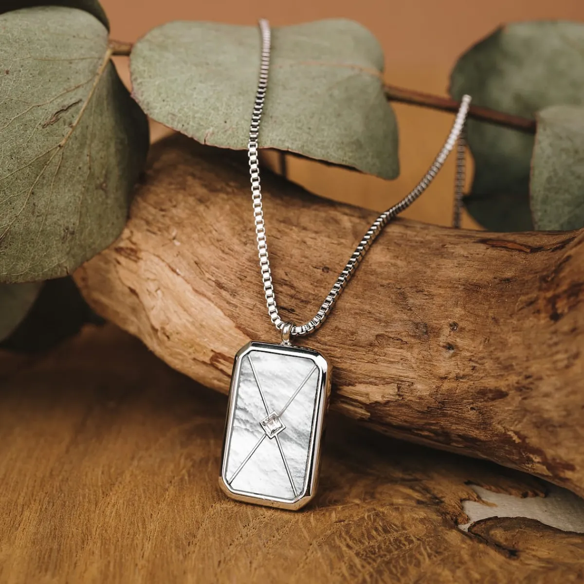 Holzkern Halsketten|Schmuck^Aquarell Halskette