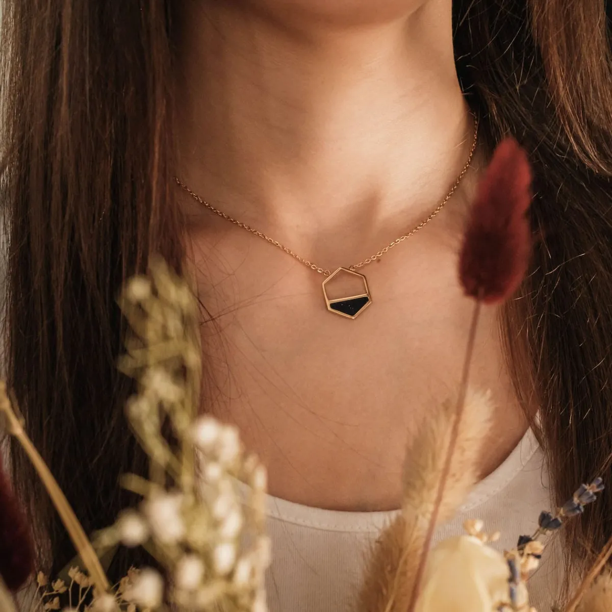 Holzkern Halsketten|Schmuck^Assemblage Halskette