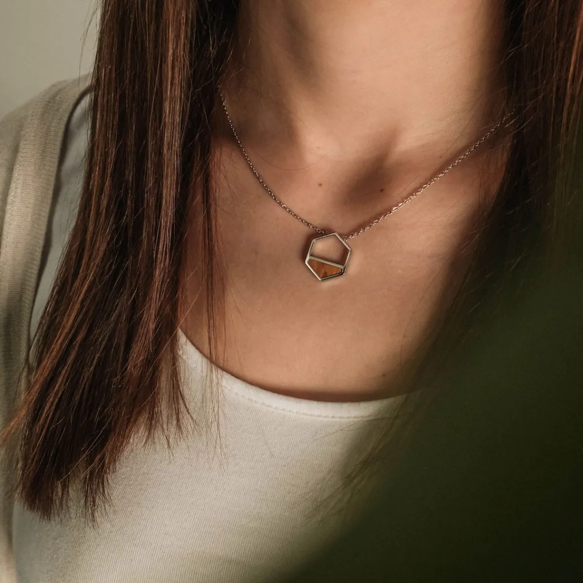 Holzkern Halsketten|Schmuck^Assemblage Halskette