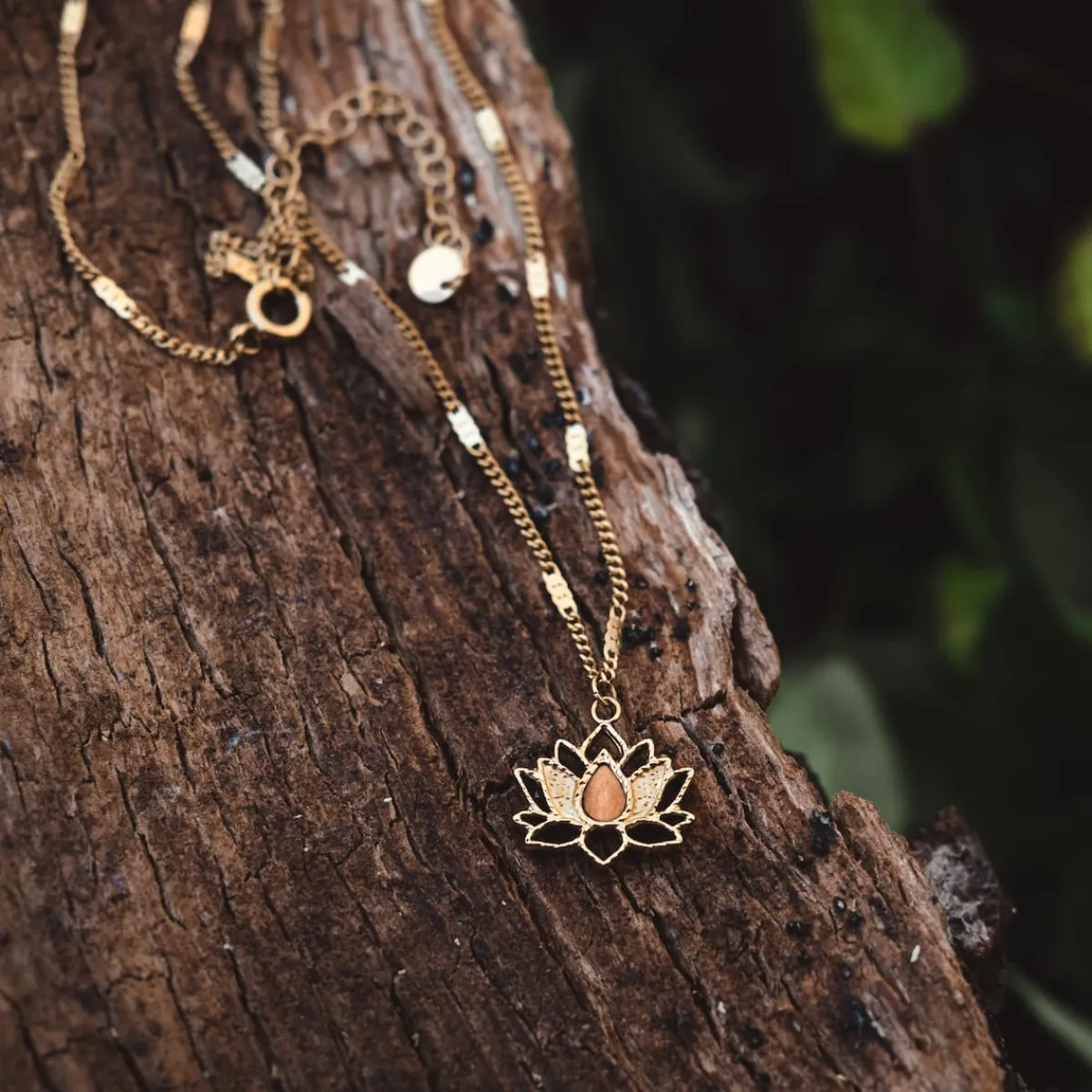 Holzkern Halsketten|Schmuck^Balance Halskette