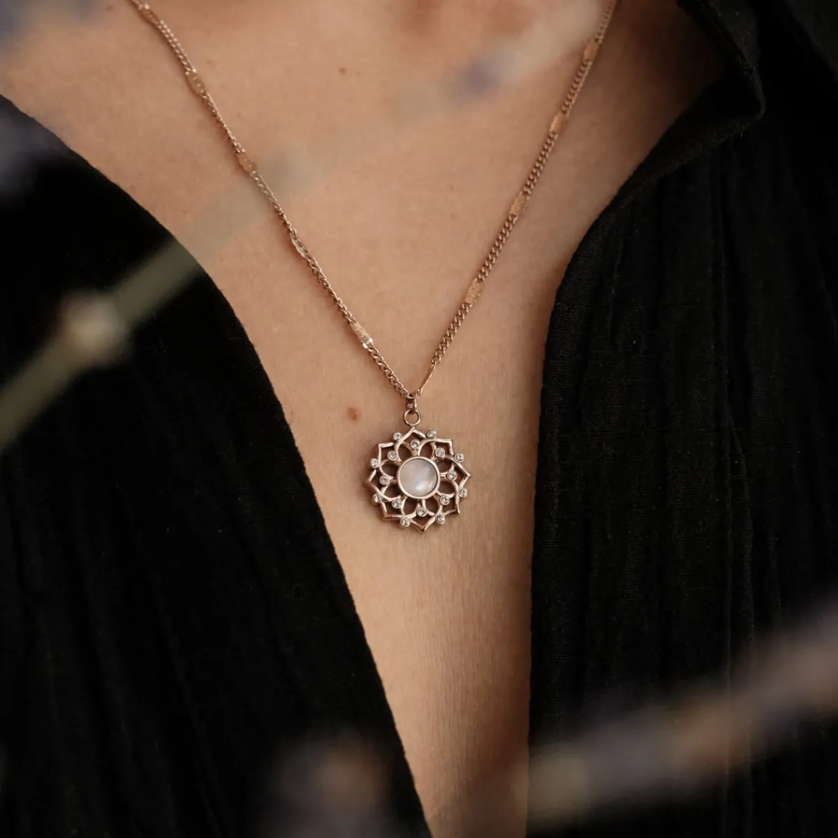 Holzkern Halsketten|Schmuck^Composition Gem Halskette