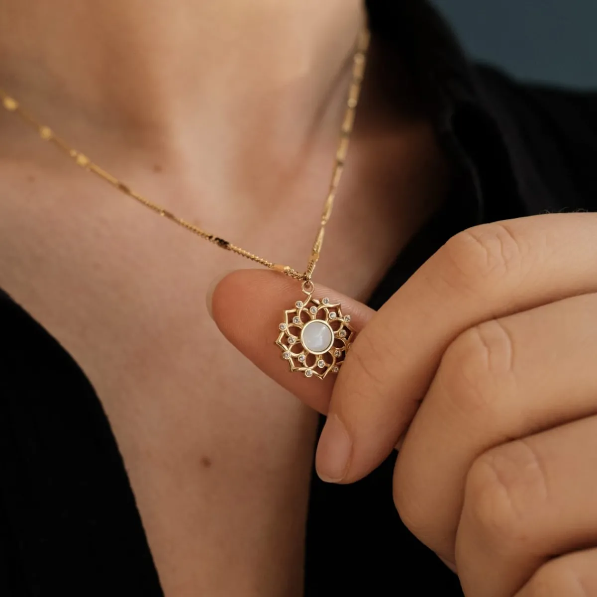 Holzkern Halsketten|Schmuck^Composition Gem Halskette