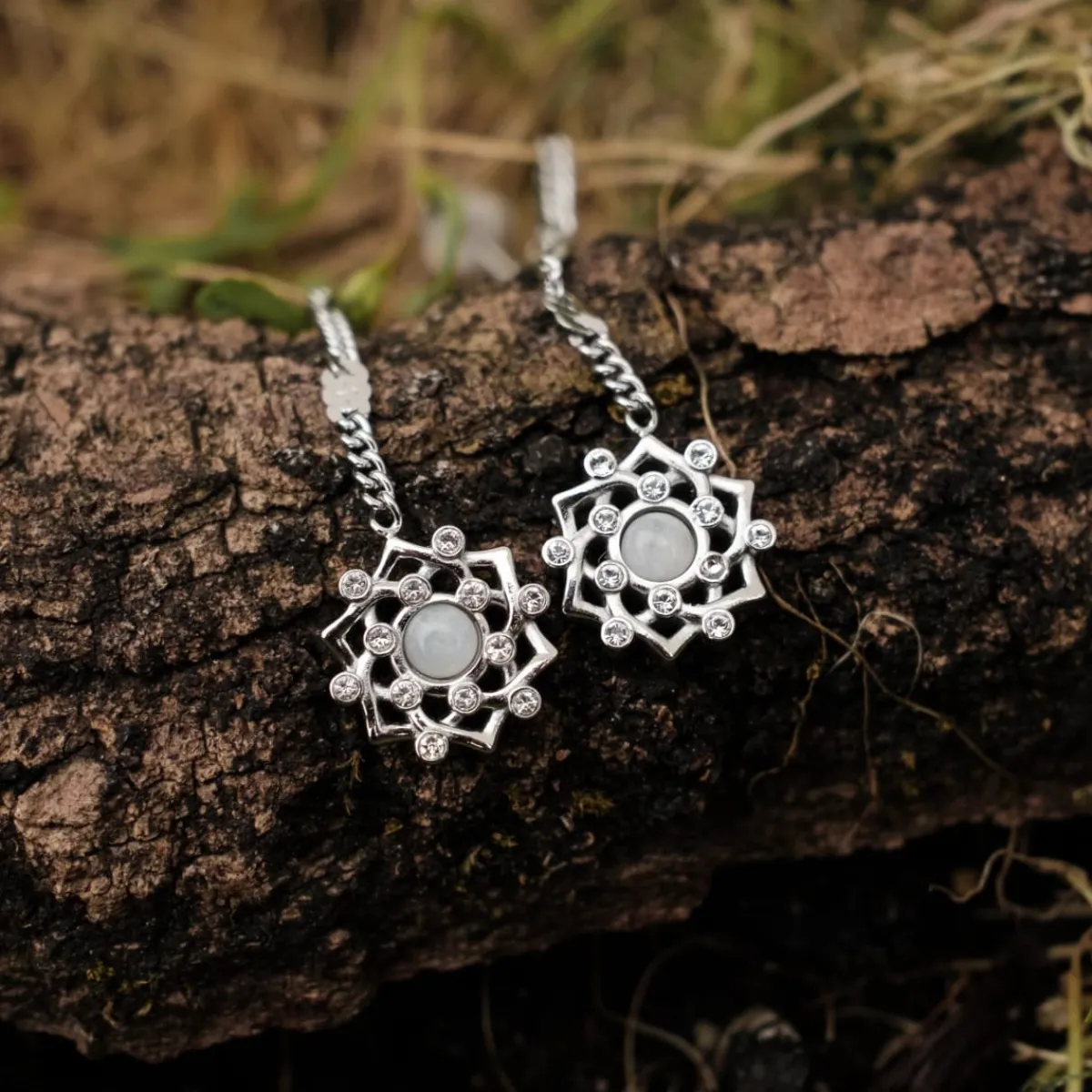 Holzkern Ohrringe|Schmuck^Composition Gem Ohrringe