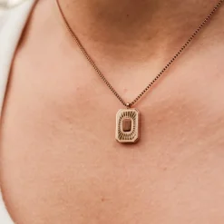 Holzkern Halsketten|Schmuck^Frame Art Halskette