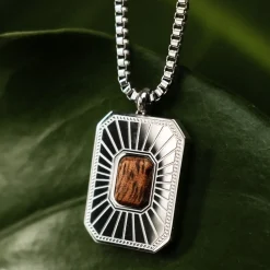 Holzkern Halsketten|Schmuck^Frame Art Halskette