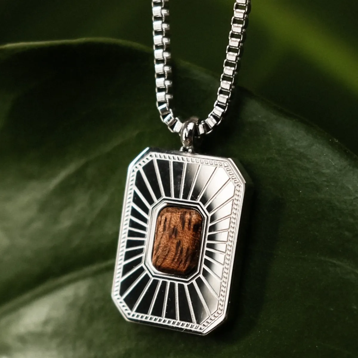 Holzkern Halsketten|Schmuck^Frame Art Halskette