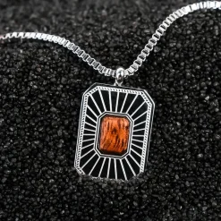Holzkern Halsketten|Schmuck^Frame Art Halskette