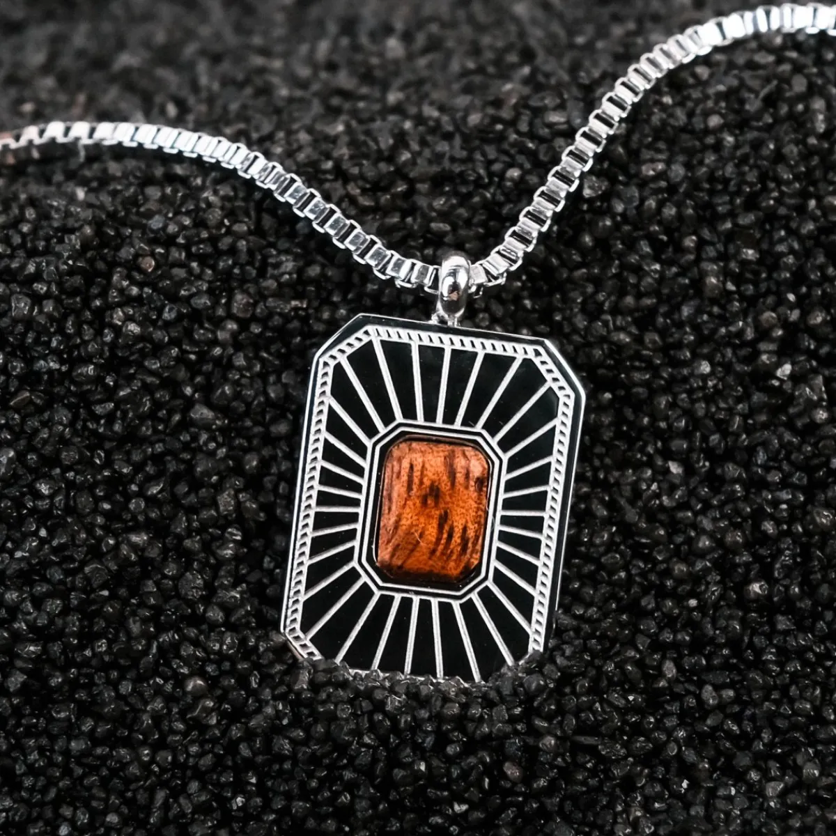 Holzkern Halsketten|Schmuck^Frame Art Halskette