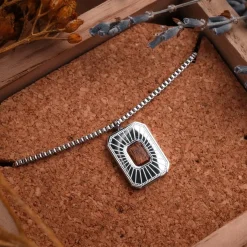 Holzkern Halsketten|Schmuck^Frame Art Halskette