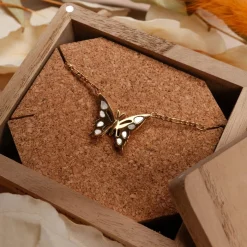Holzkern Halsketten|Schmuck^Fritillary Halskette