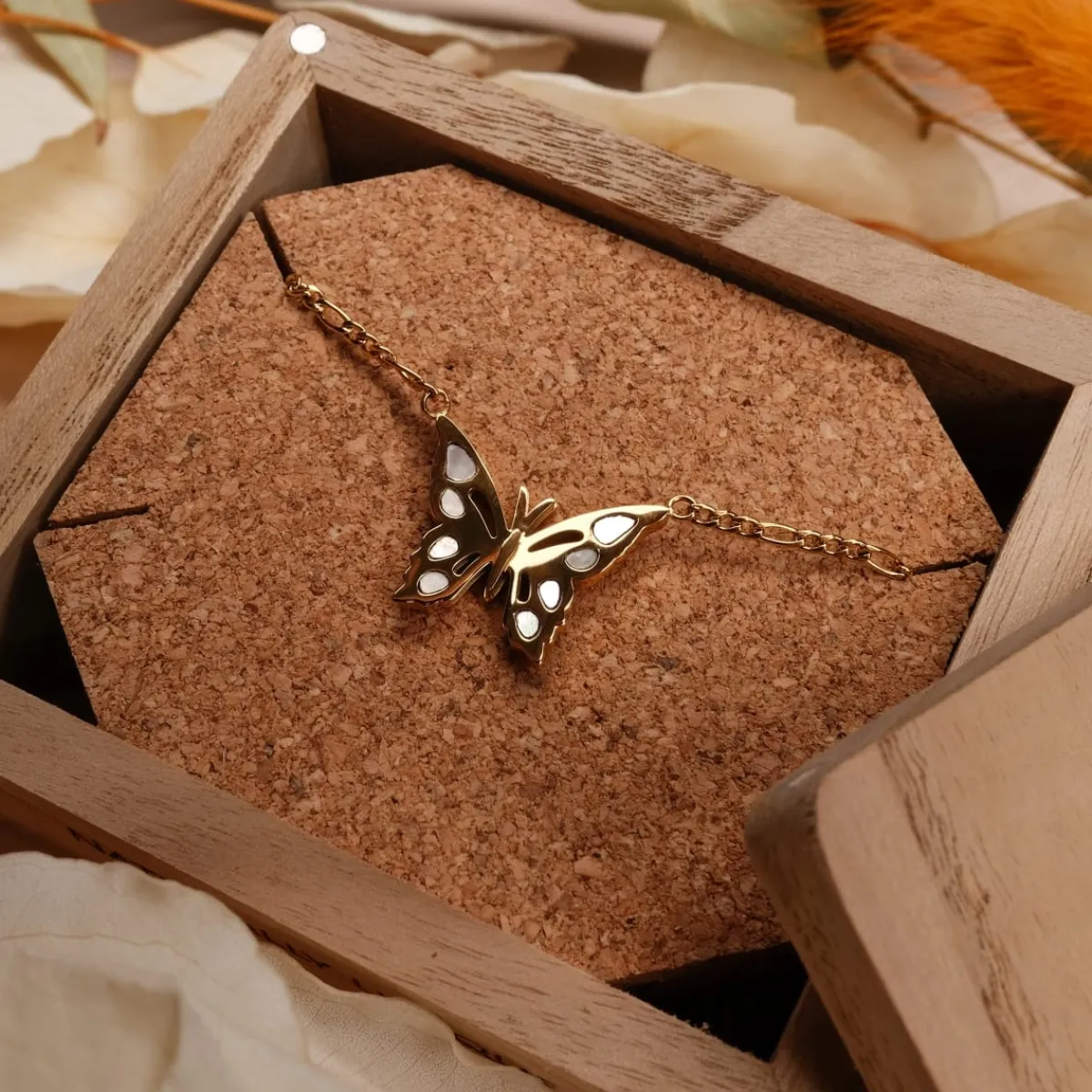 Holzkern Halsketten|Schmuck^Fritillary Halskette