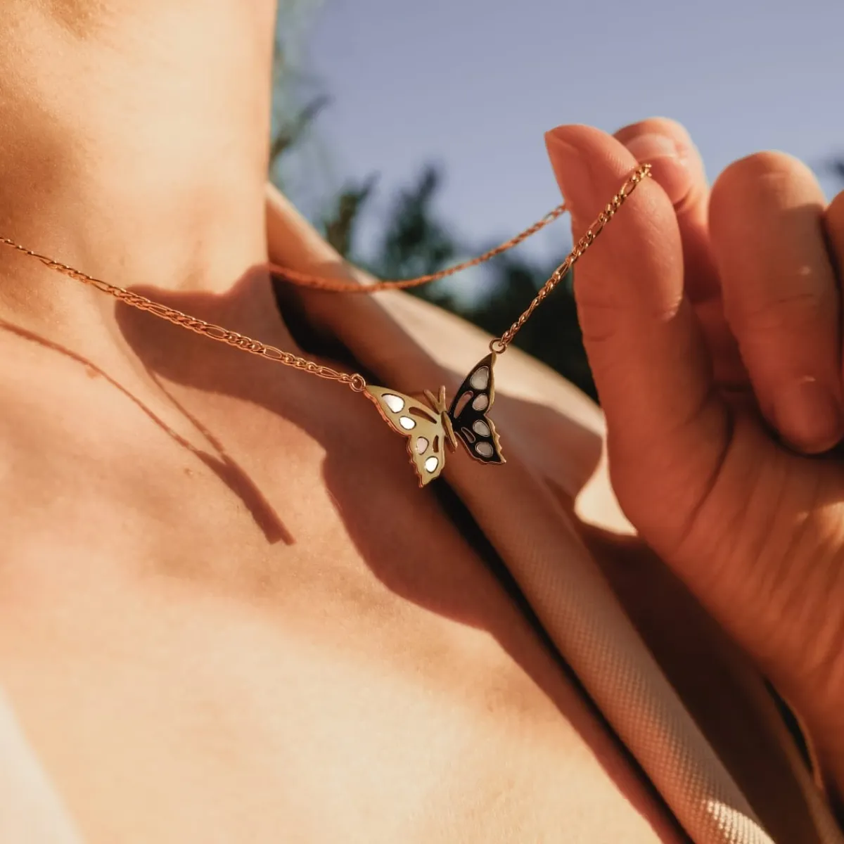 Holzkern Halsketten|Schmuck^Fritillary Halskette