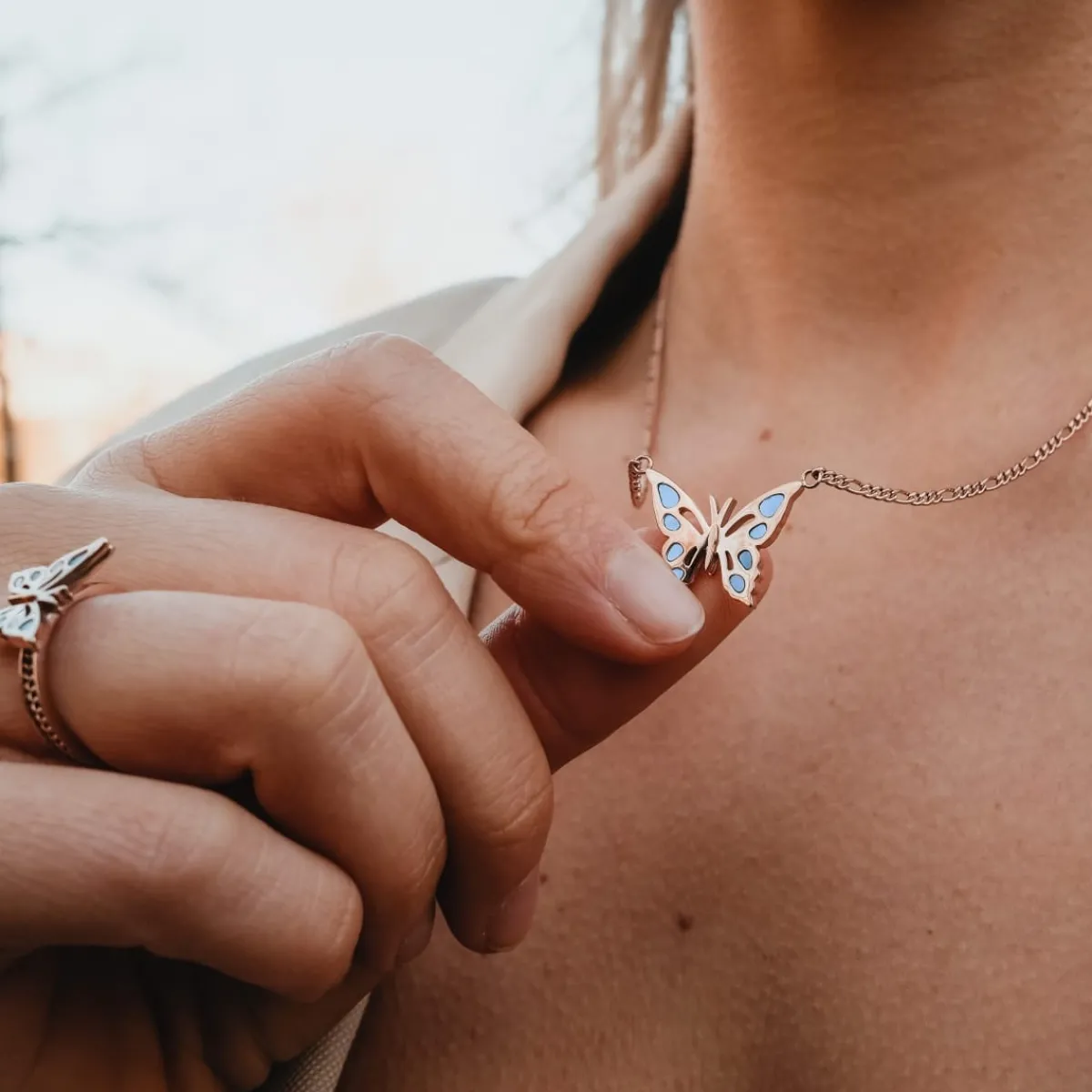 Holzkern Halsketten|Schmuck^Fritillary Halskette