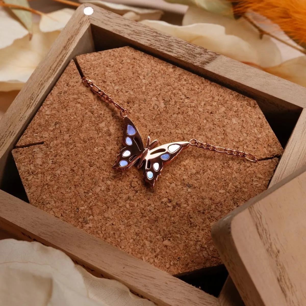 Holzkern Halsketten|Schmuck^Fritillary Halskette