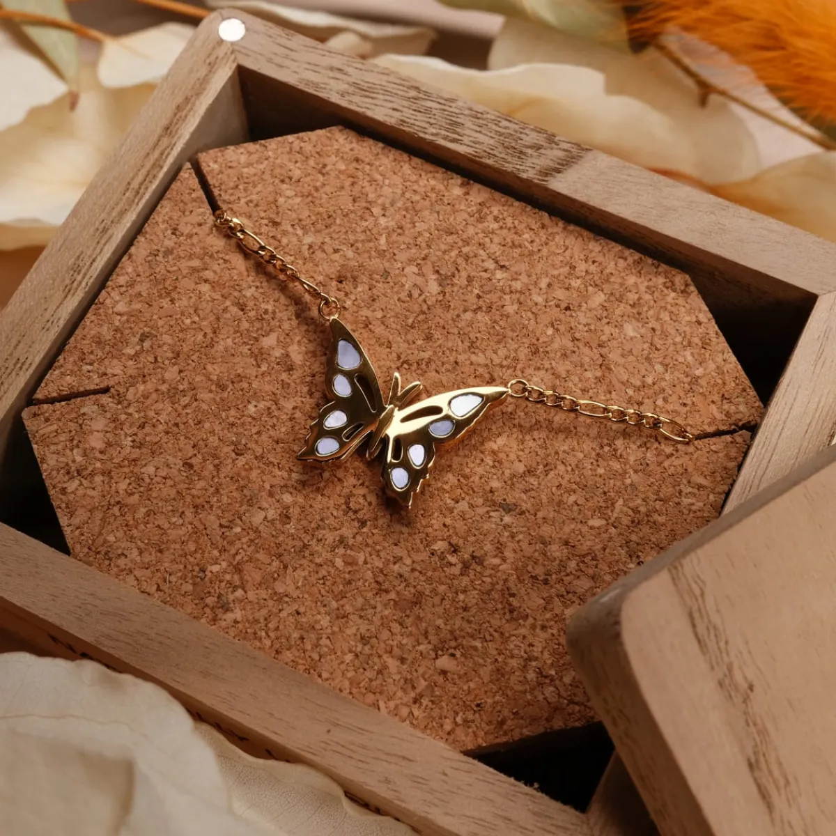 Holzkern Halsketten|Schmuck^Fritillary Halskette