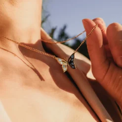 Holzkern Halsketten|Schmuck^Fritillary Halskette