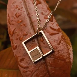 Holzkern Halsketten|Schmuck^Geometric Halskette