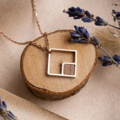 Holzkern Halsketten|Schmuck^Geometric Halskette