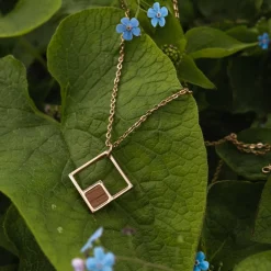 Holzkern Halsketten|Schmuck^Geometric Halskette