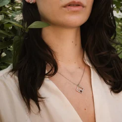 Holzkern Halsketten|Schmuck^Geometric Halskette