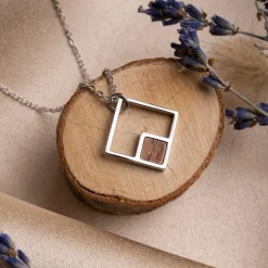Holzkern Halsketten|Schmuck^Geometric Halskette
