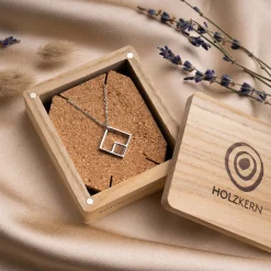 Holzkern Halsketten|Schmuck^Geometric Halskette