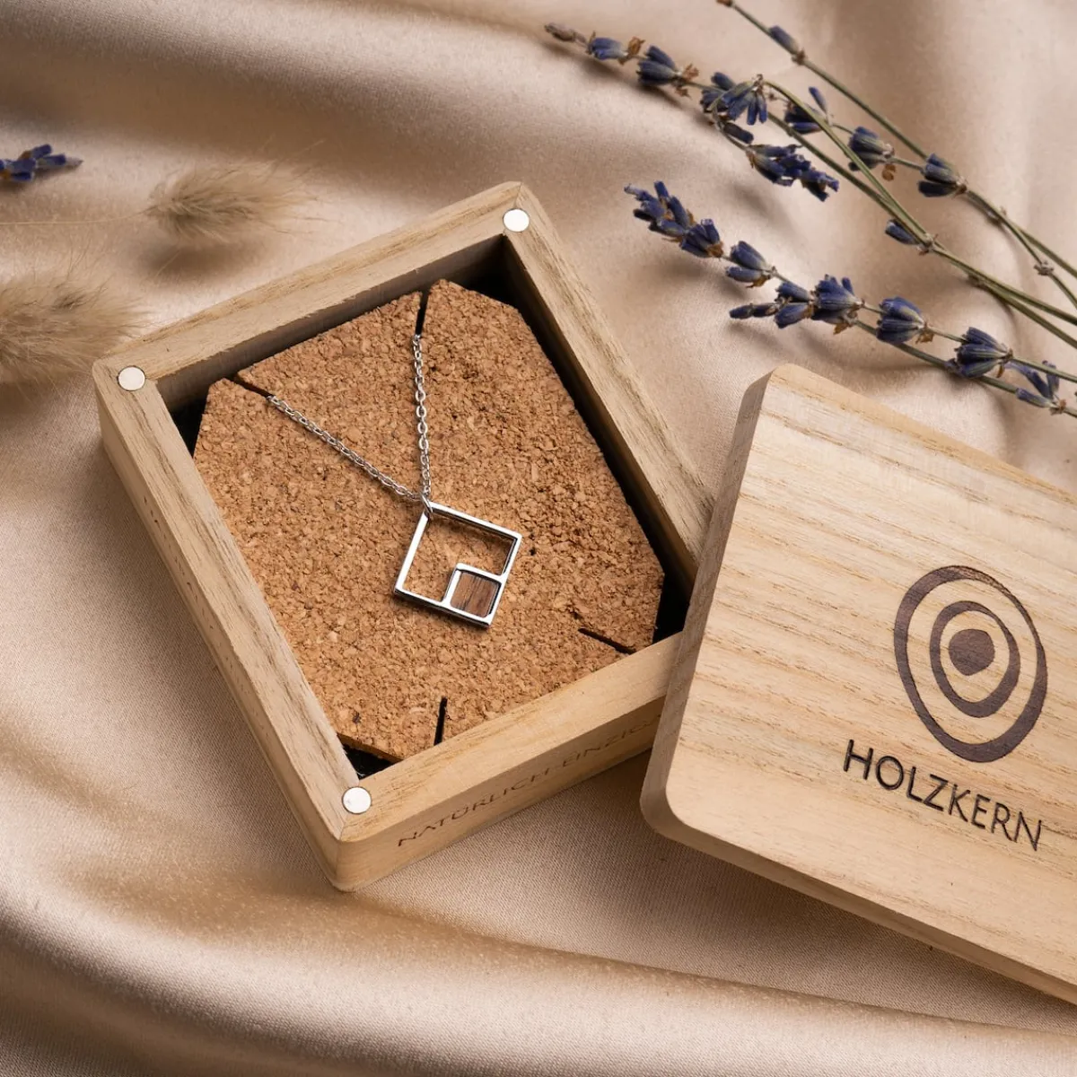 Holzkern Halsketten|Schmuck^Geometric Halskette