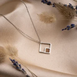 Holzkern Halsketten|Schmuck^Geometric Halskette