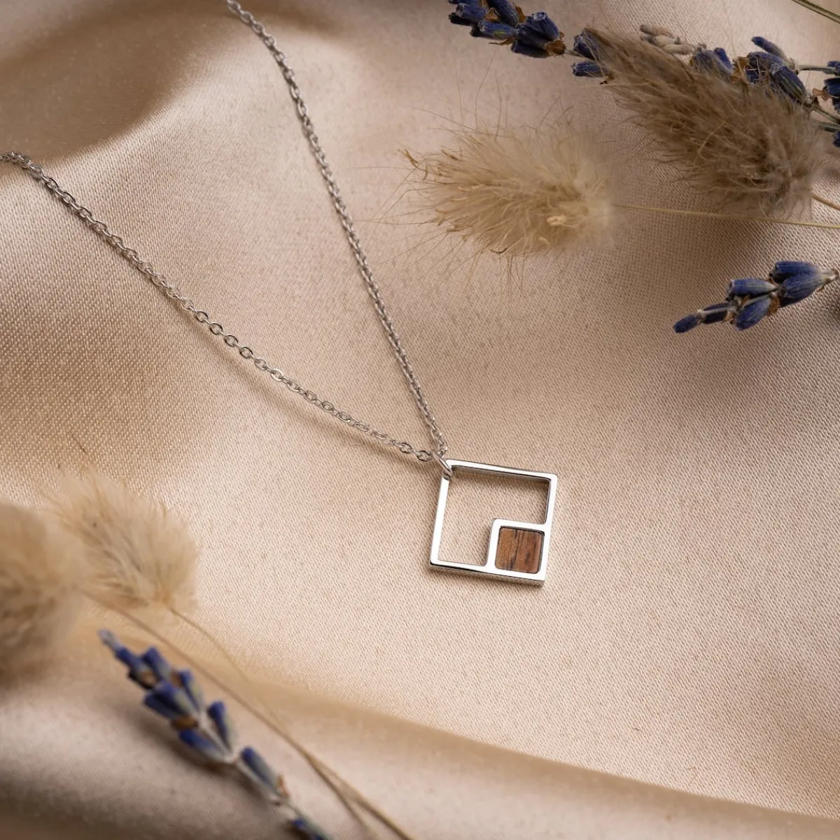 Holzkern Halsketten|Schmuck^Geometric Halskette