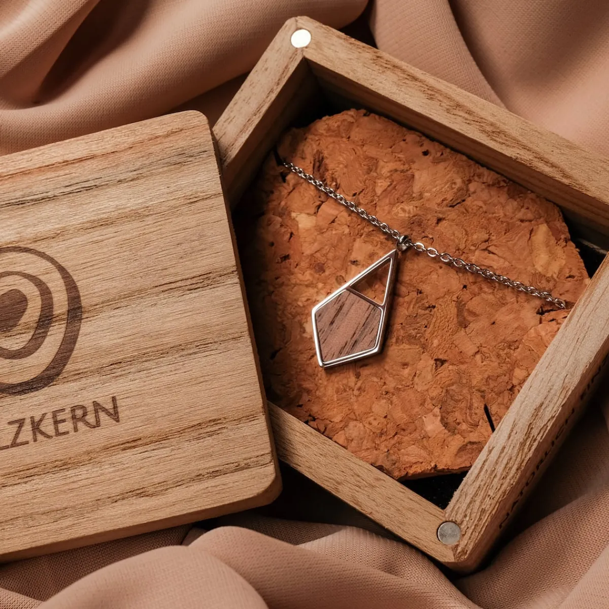 Holzkern Halsketten|Schmuck^Mandala Halskette