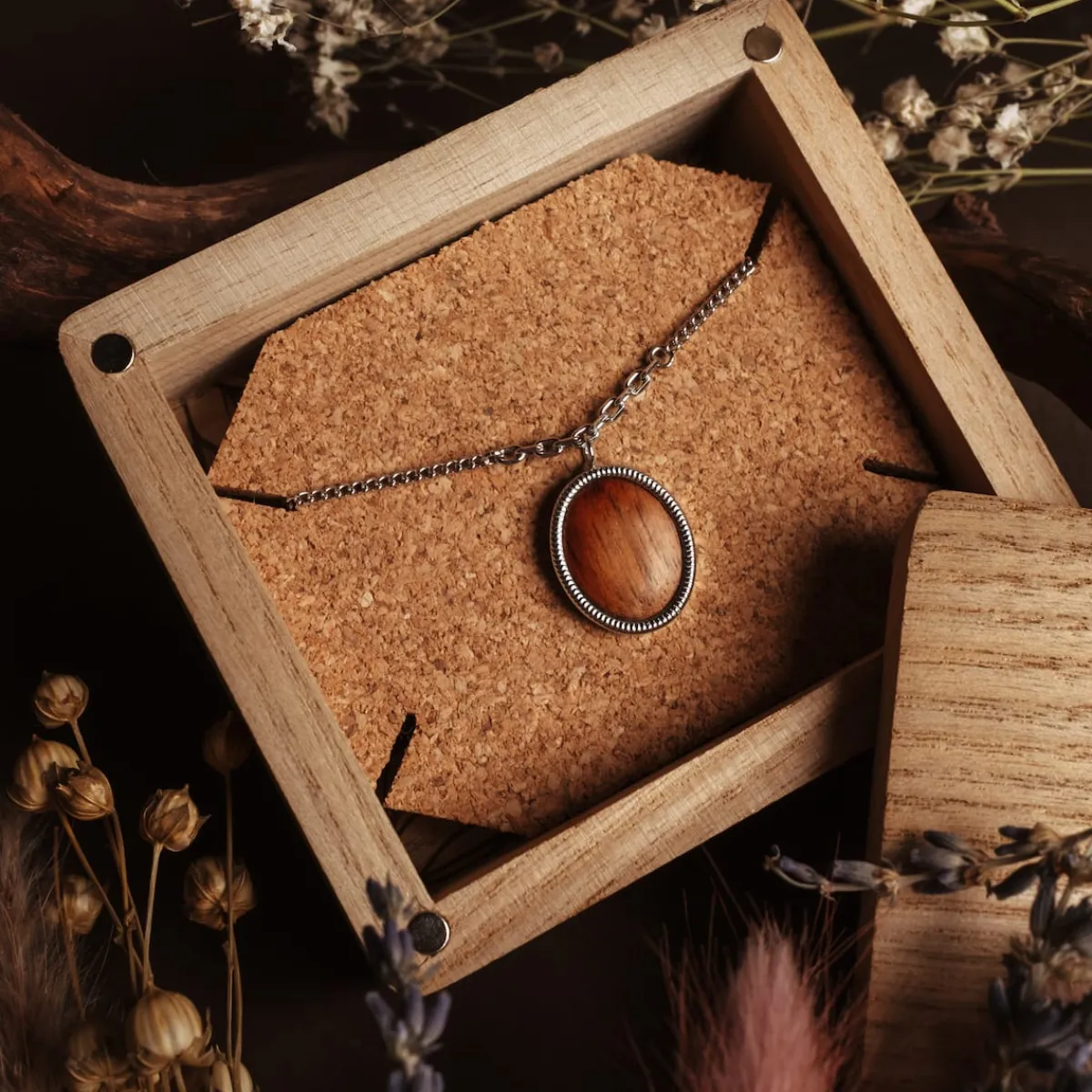 Holzkern Schmuck|Halsketten^Mirror Halskette