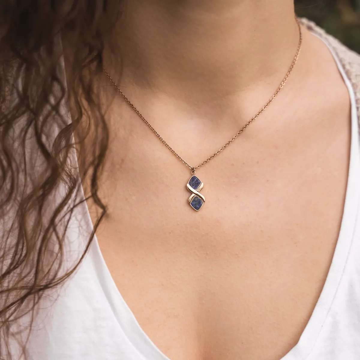 Holzkern Halsketten|Schmuck^Mosaic Halskette