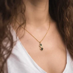 Holzkern Halsketten|Schmuck^Mosaic Halskette