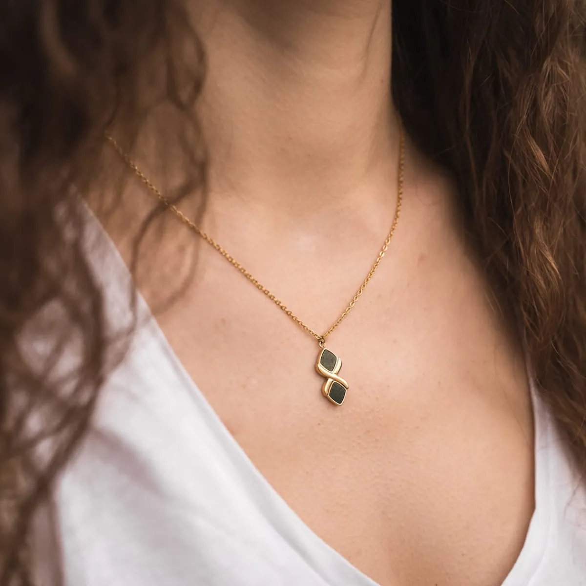 Holzkern Halsketten|Schmuck^Mosaic Halskette