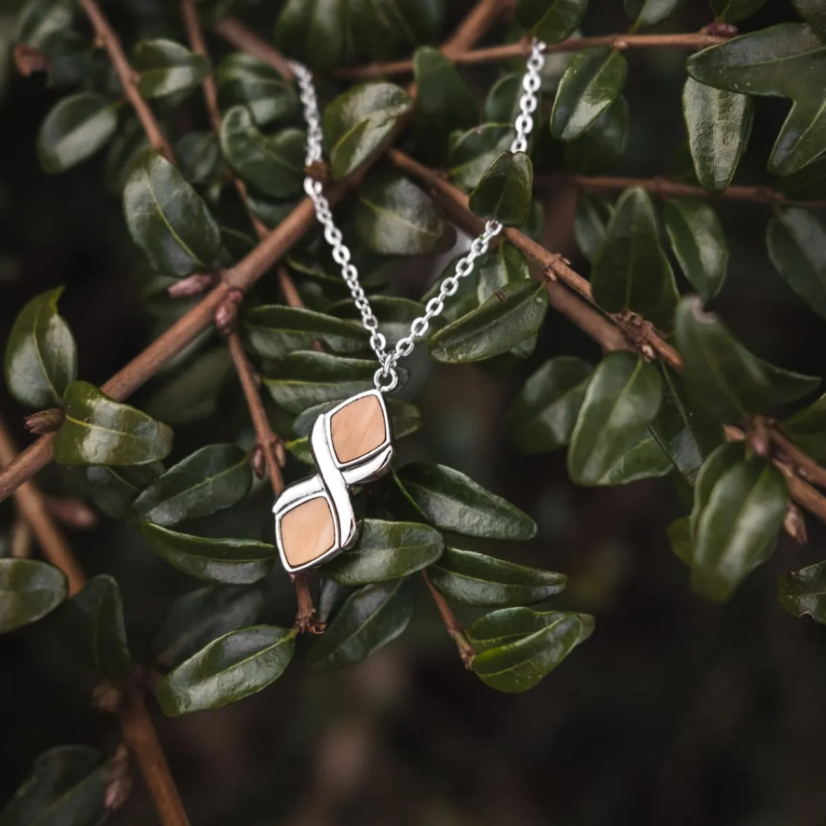 Holzkern Halsketten|Schmuck^Mosaic Halskette