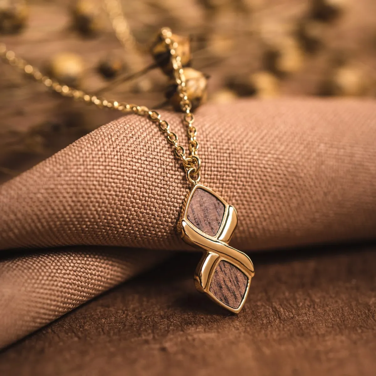 Holzkern Halsketten|Schmuck^Mosaic Halskette