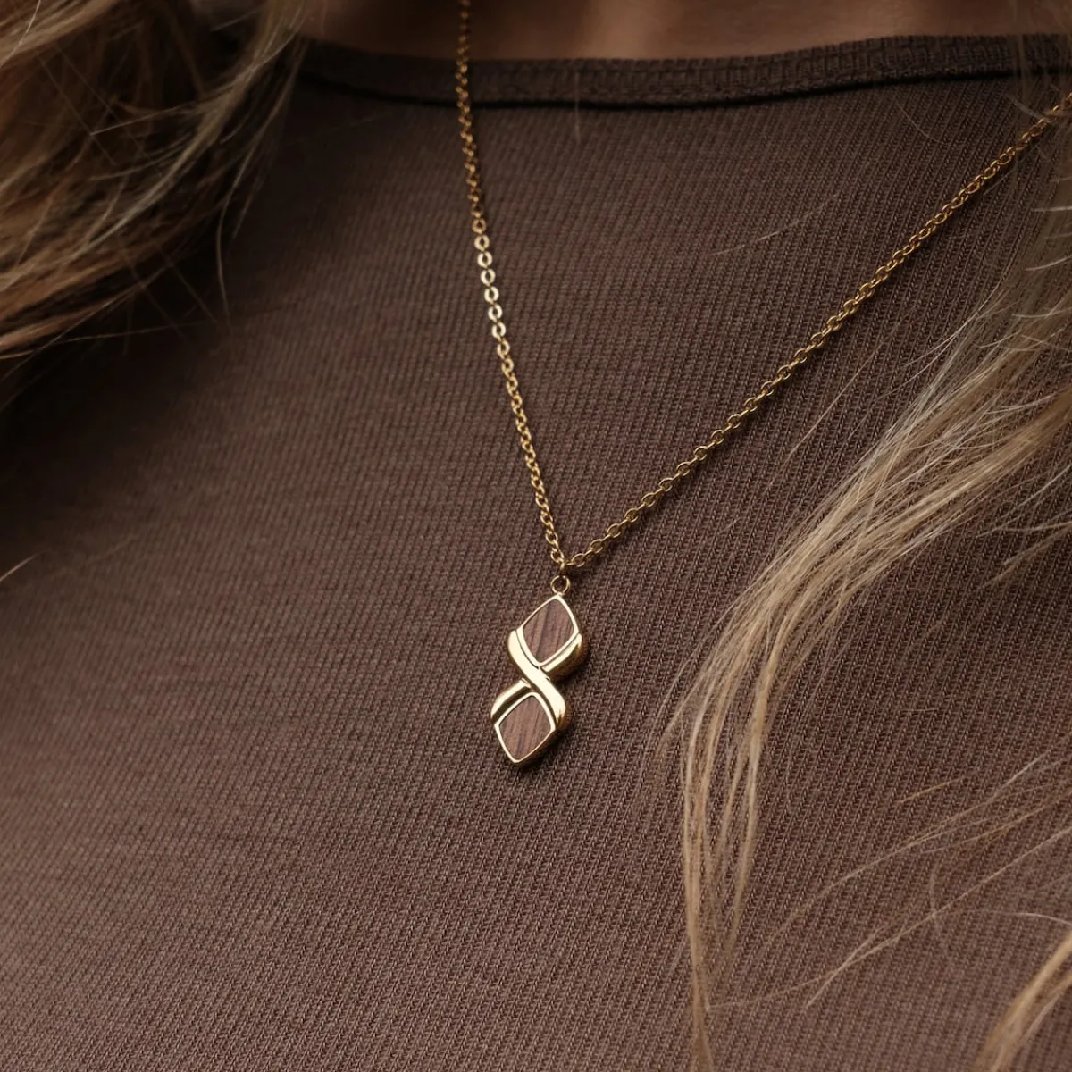 Holzkern Halsketten|Schmuck^Mosaic Halskette