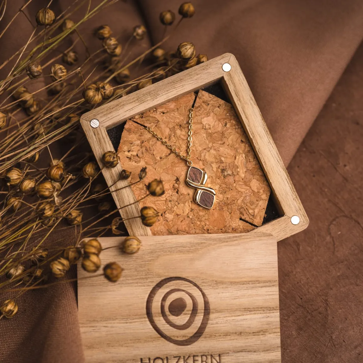 Holzkern Halsketten|Schmuck^Mosaic Halskette