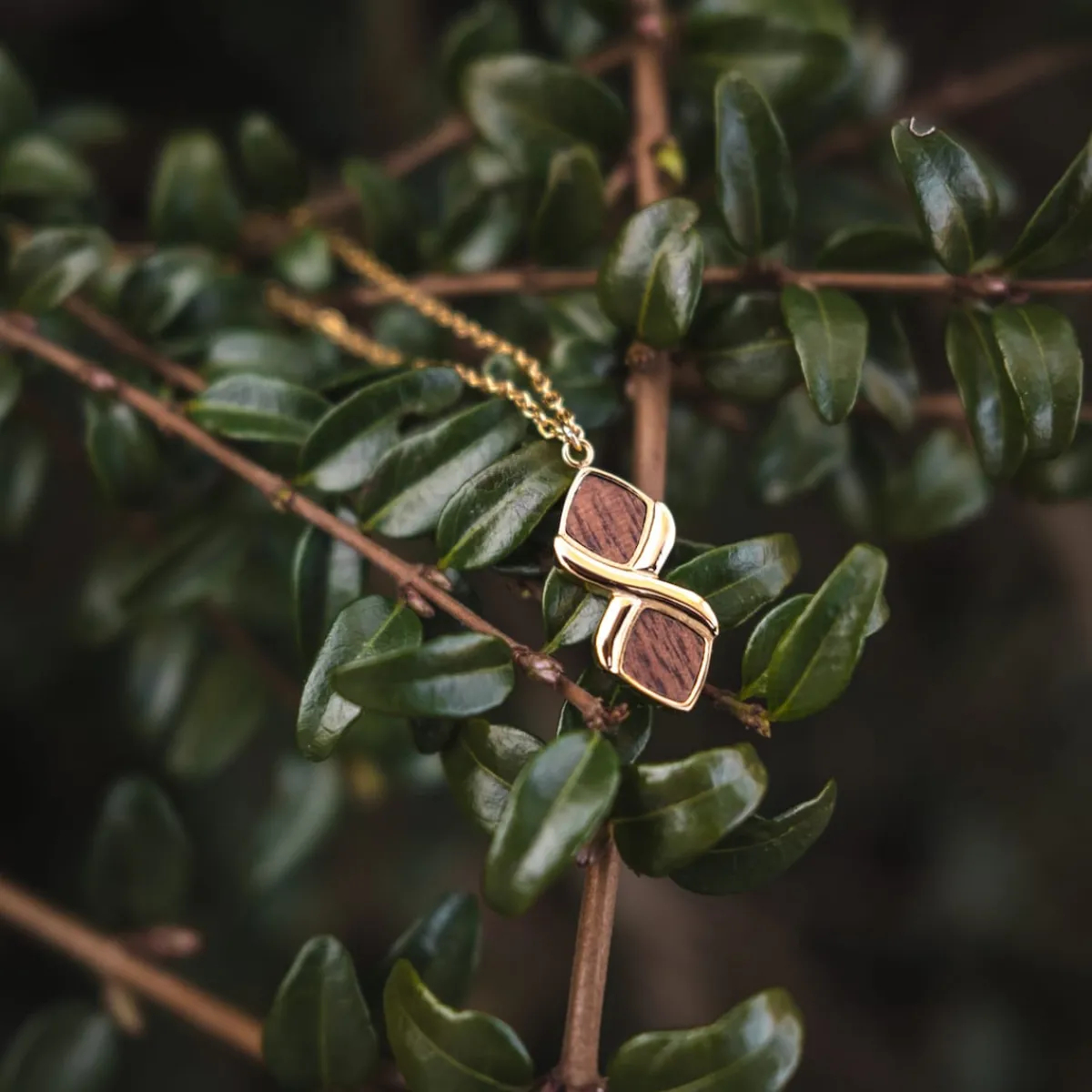 Holzkern Halsketten|Schmuck^Mosaic Halskette