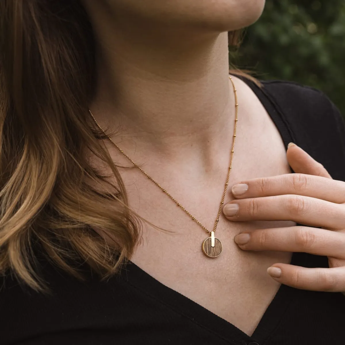 Holzkern Halsketten|Schmuck^Opacity Halskette