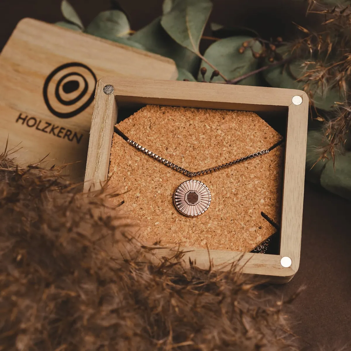 Holzkern Halsketten|Schmuck^Stencil Halskette